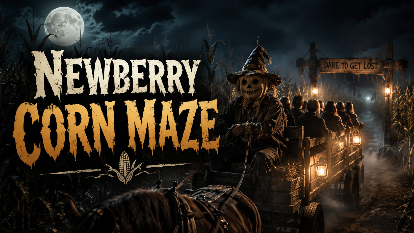 Newberry Corn Maze at night